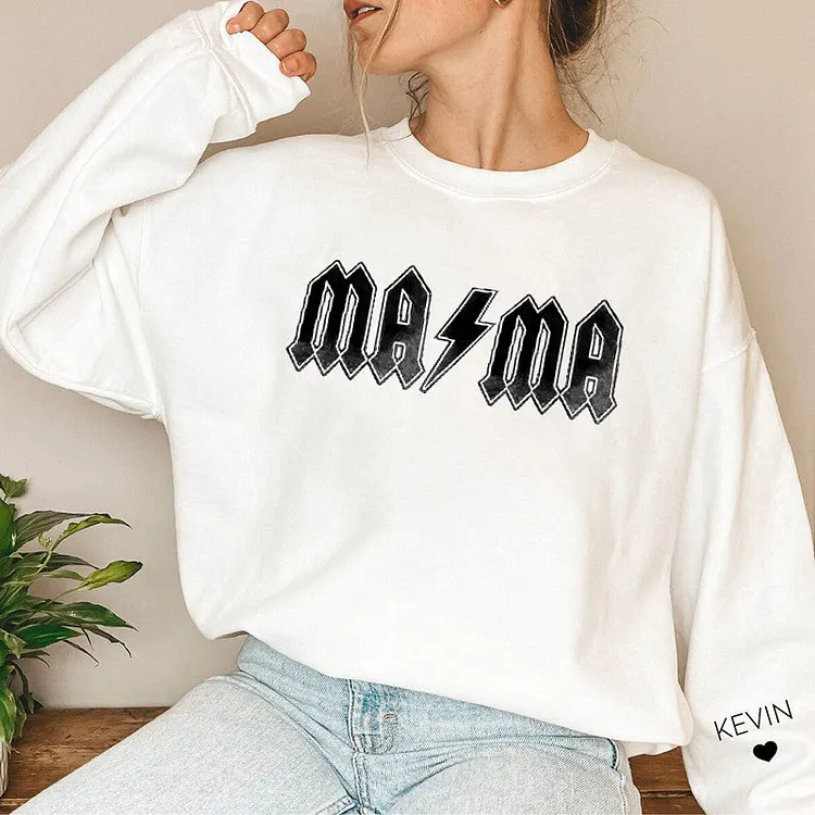 Custom MAMA Sweatshirt,Names on the Sleeve,Mothers Day Sweatshirt, Mama Sweatshirt, Mom Life Sweatshirt, Gift for Mom
