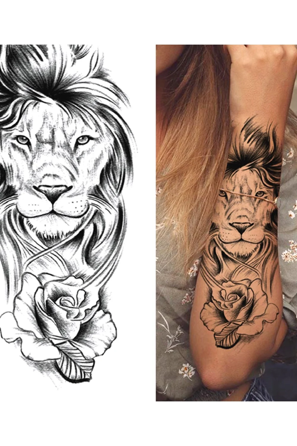  Forest Tattoo Sticker For Men Women Children Tiger Wolf Death Skull Temporary Tattoo Fake Henna Skeleton King Animal Tatoo 921-1