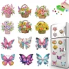 12PCS DIY Diamond Art Refrigerator Sticker for Decor (Flower Basket)