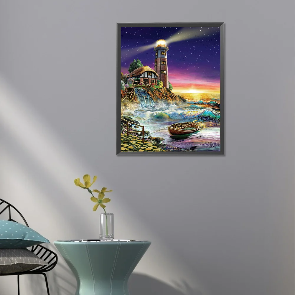 Diamond Painting - Full Square Drill - Seaside Lighthouse Landscape(Canvas|40*50cm)