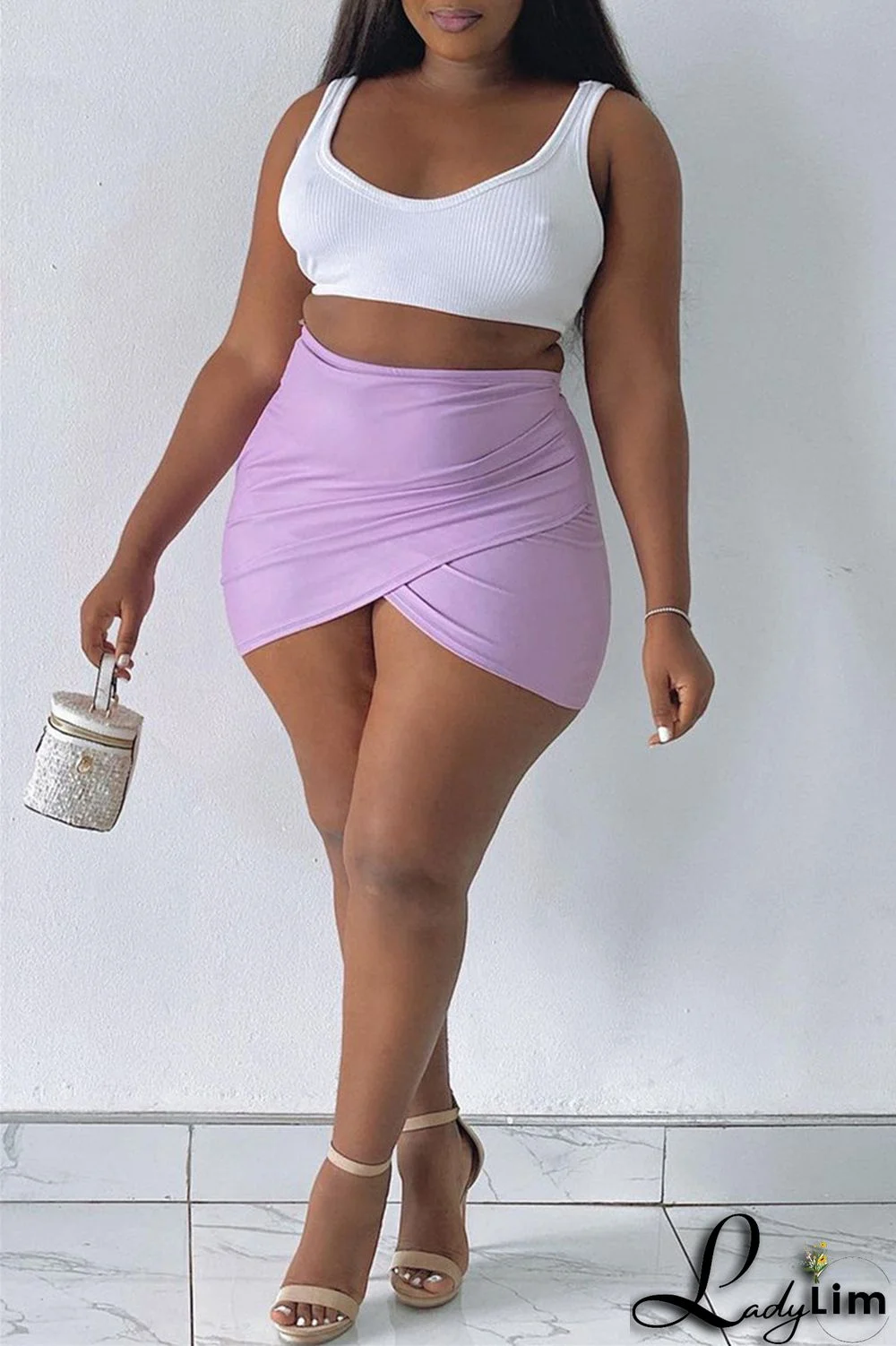 Blue Fashion Casual Solid Patchwork Regular High Waist Skirt