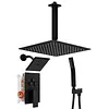 [US Local Warehouse] Mixer Shower W/ 12in Ceiling Mount 6in Wall Mount Showers Head Ceiling Mounted Shower System Combo Set Push Button Diverter with 2 in 1 Handheld for Bathroom and Hotel