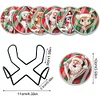 (US Local)6pcs Set Xmas Theme DIY Diamond Painting Coasters Kit with Holder Kit