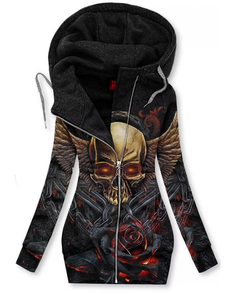 Women's Vintage Skeleton Print Hoodie