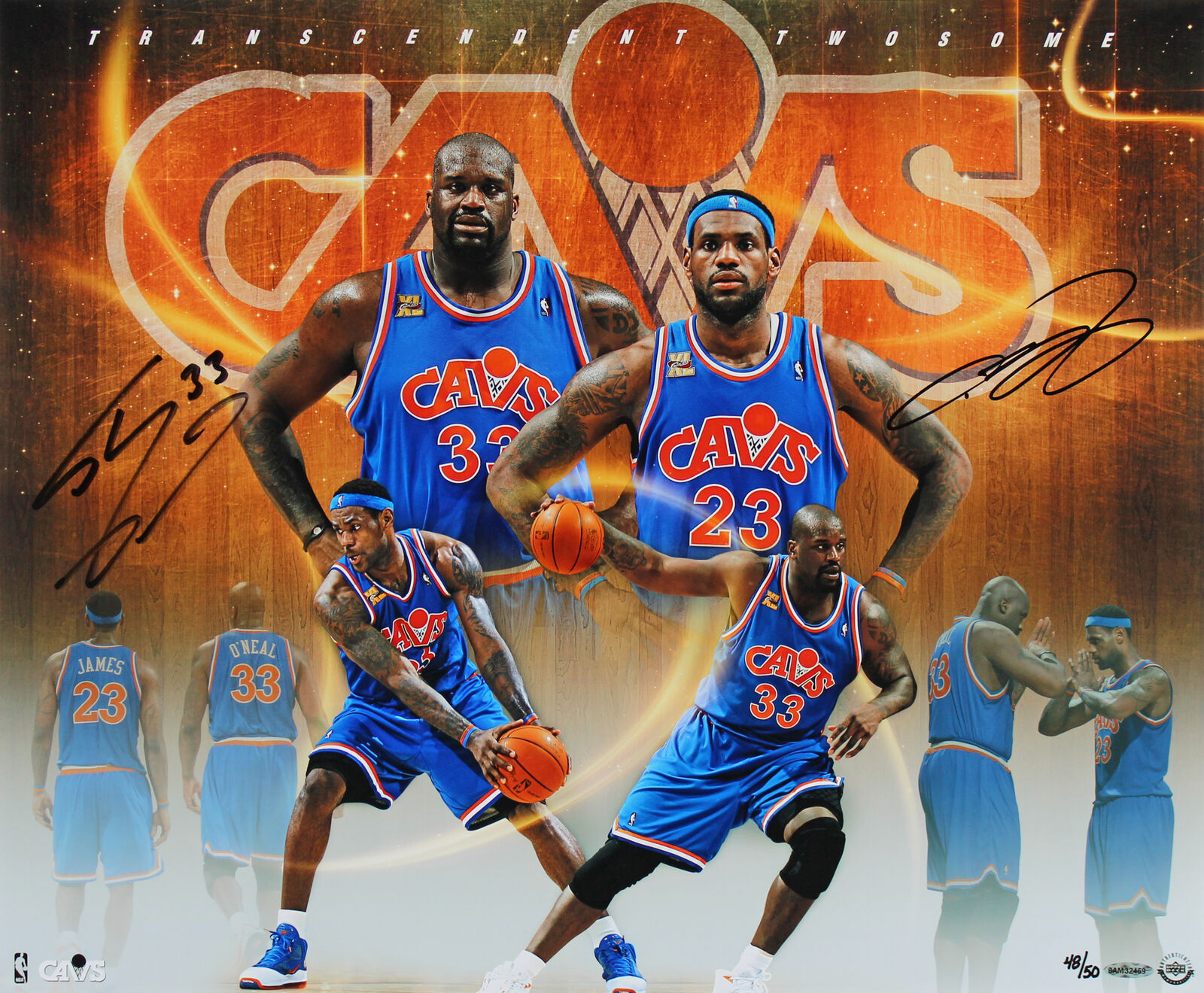 LeBron James & Shaquille O'Neal Signed 20x24 Photo Poster painting LE #48/50 UDA #BAM32469