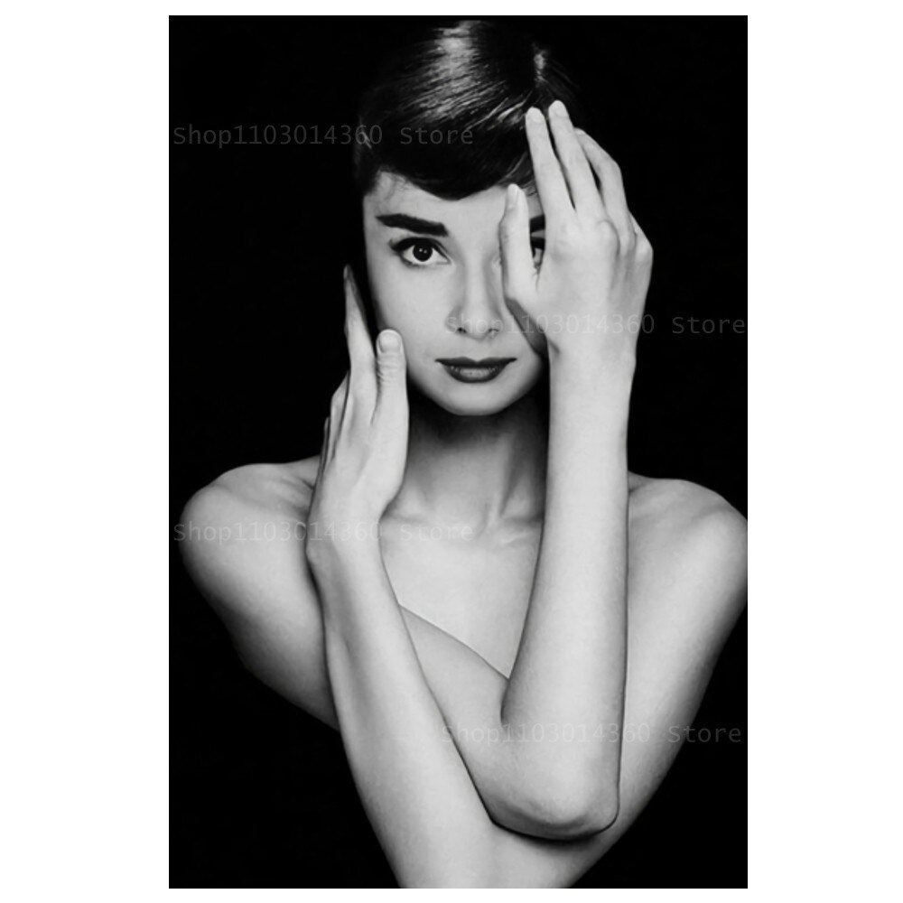 Audrey Hepburn Black White Poster Modern Wall Art Print Painting Bedroom Study Studio Living Room Cafe Decoration