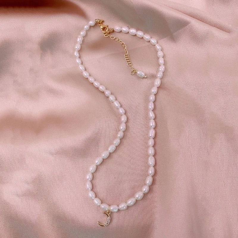 Alloy Freshwater Pearl Copper Fashion Solid Color Irregular Necklace