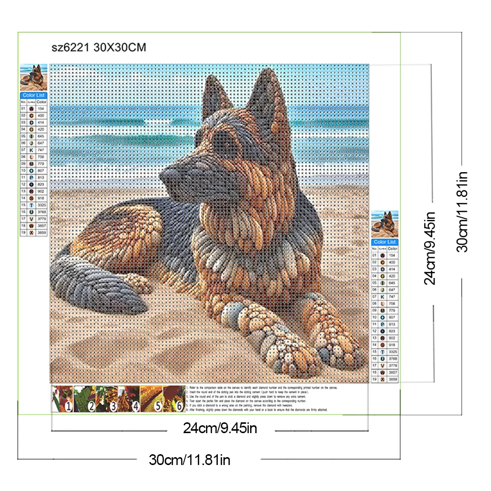Diamond Painting - Full Round Drill - Stone Art Dog(Canvas|30*30cm)