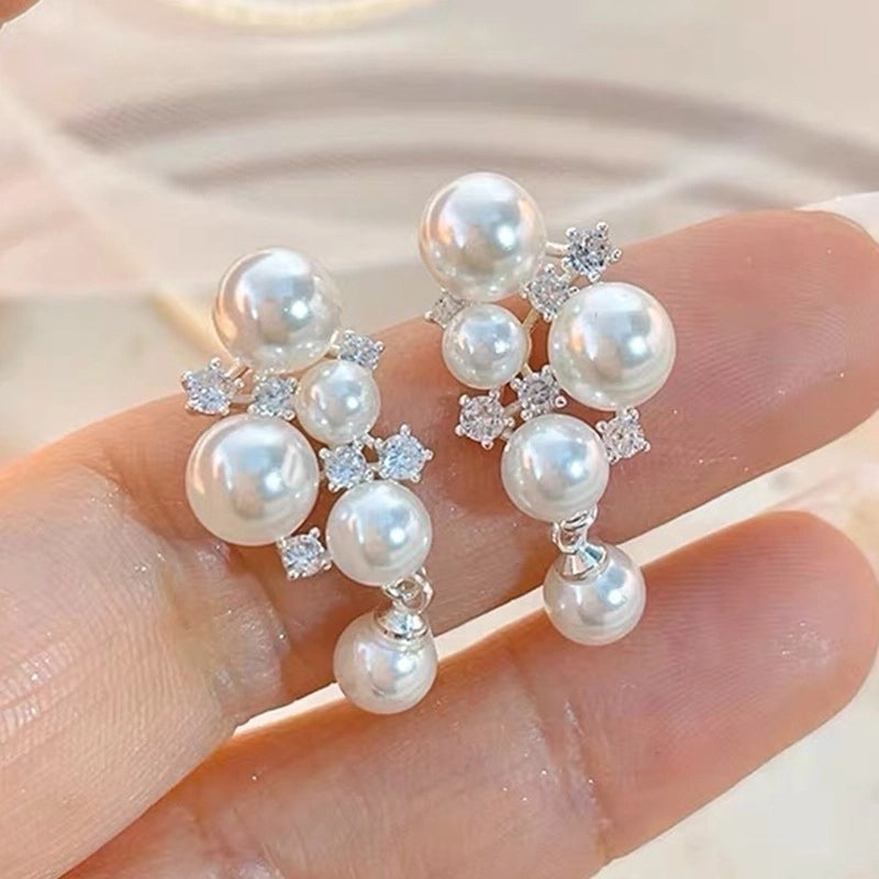 1 Pair Elegant Minimalist Streetwear Flower Bow Knot Plating Inlay Alloy Artificial Pearls Zircon Ear Studs