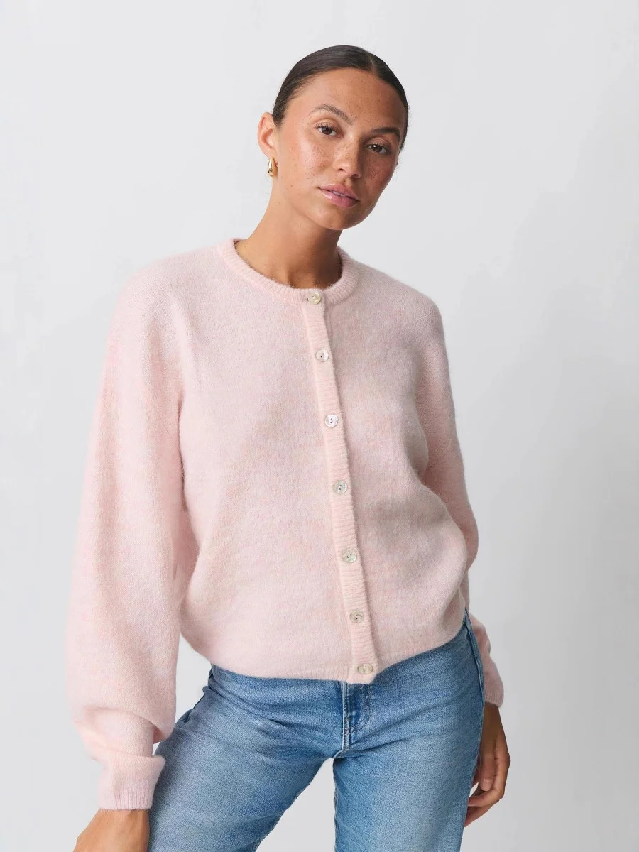 Athvotar Athvotar New Soft Stuff Lazy Velvet Buckle Jacket | Knitted Round Collar Daily