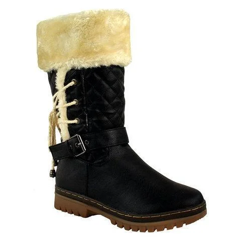Women's Winter Furry Mid-Calf Snow Boots Plus Size Shoes | EGEMISS