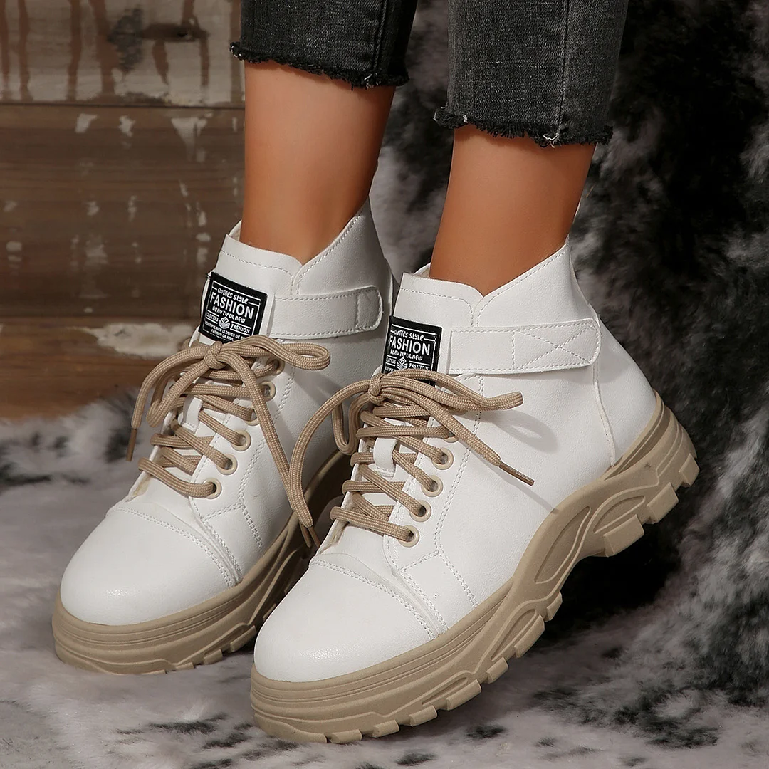 Women's Winter Boots Fashion Stylish Thick Sole Side Zipper Shoes