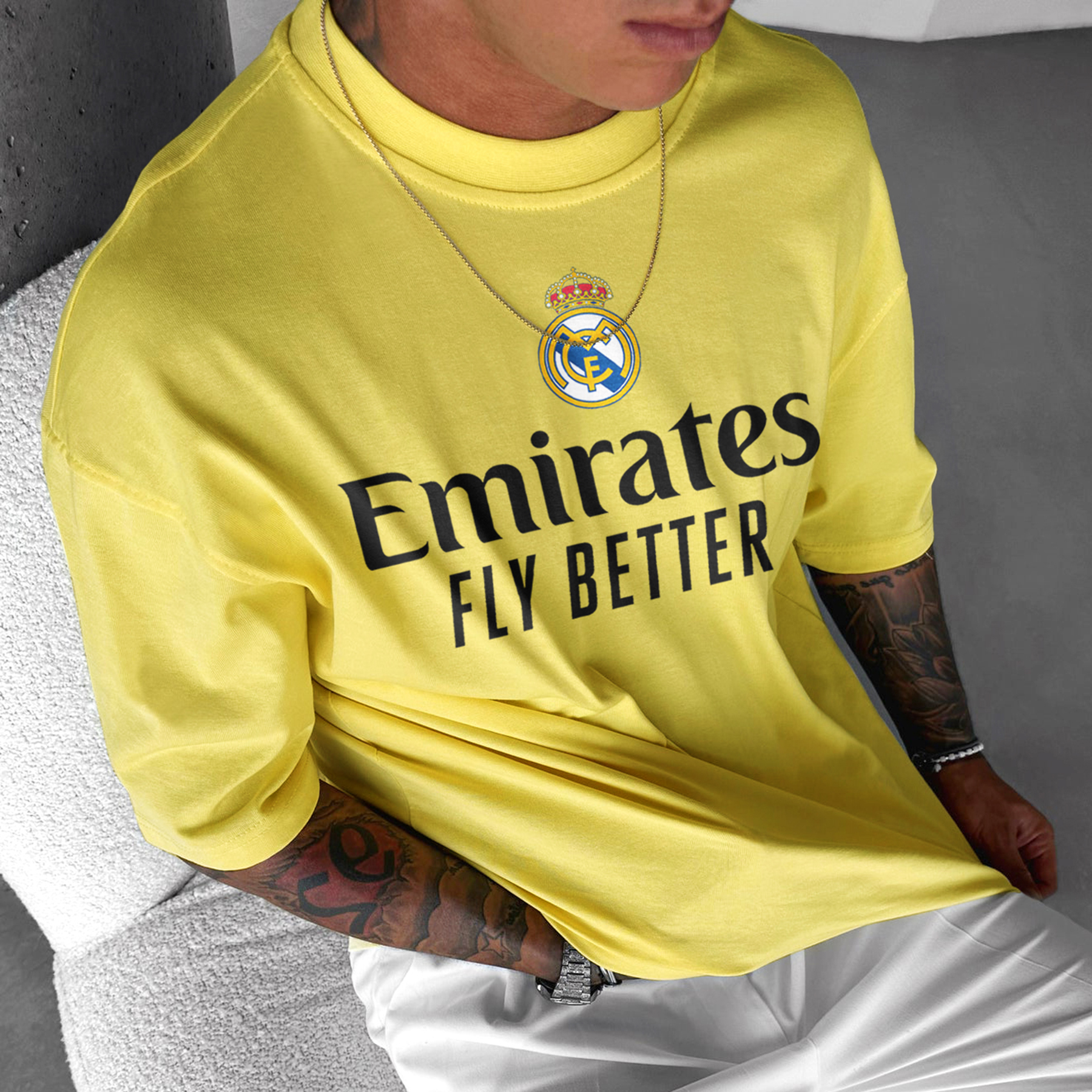  Vibrant Yellow T-Shirt with Bold Graphic Design