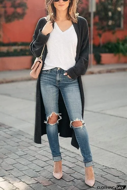 Pockets Long Sleeve Cardigan