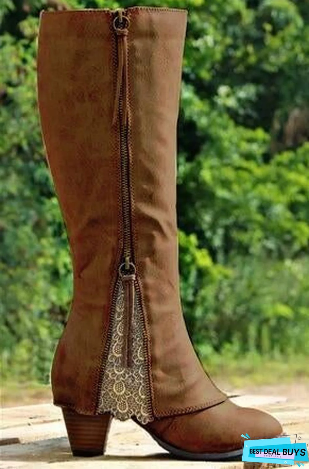 Winter Over Knee Boots Lace Chunky Heel Boots