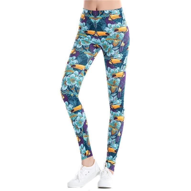 Fitness leggings - Colorful toucan - High waist-elleschic