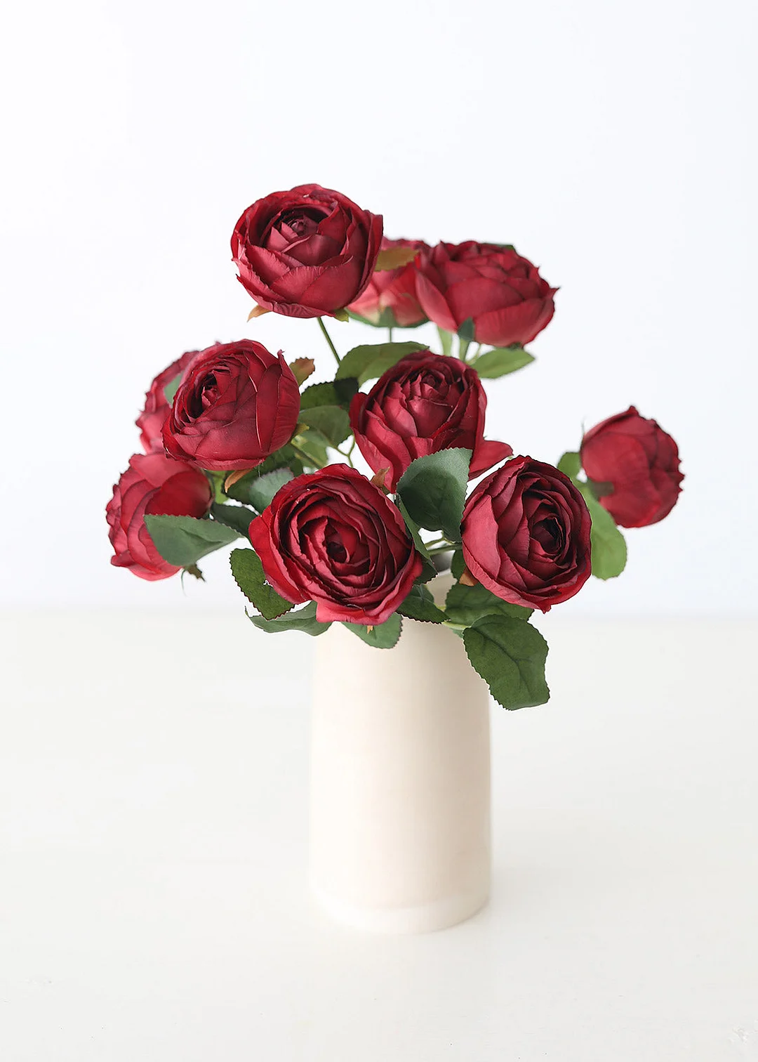 Burgundy Artificial Flowers Rose Bush - 19"