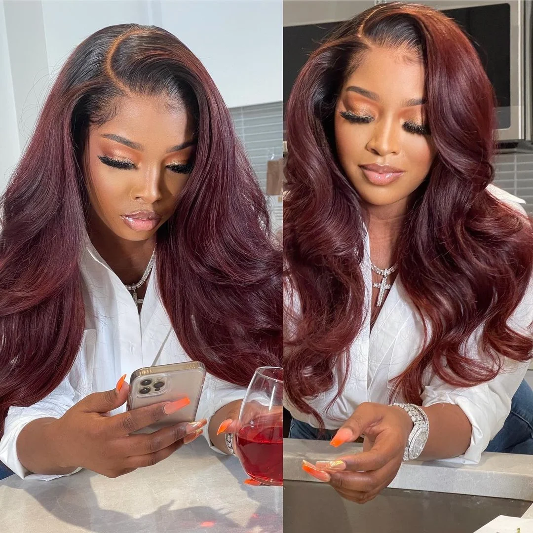 Jewtribute Hair®|Burgundy Body Wave Lace  Wigs