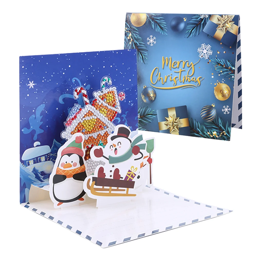 6pcs Diamond Drawing Card Santa Special Shape Gifts for Family Friends and Lover【With White Envelope】