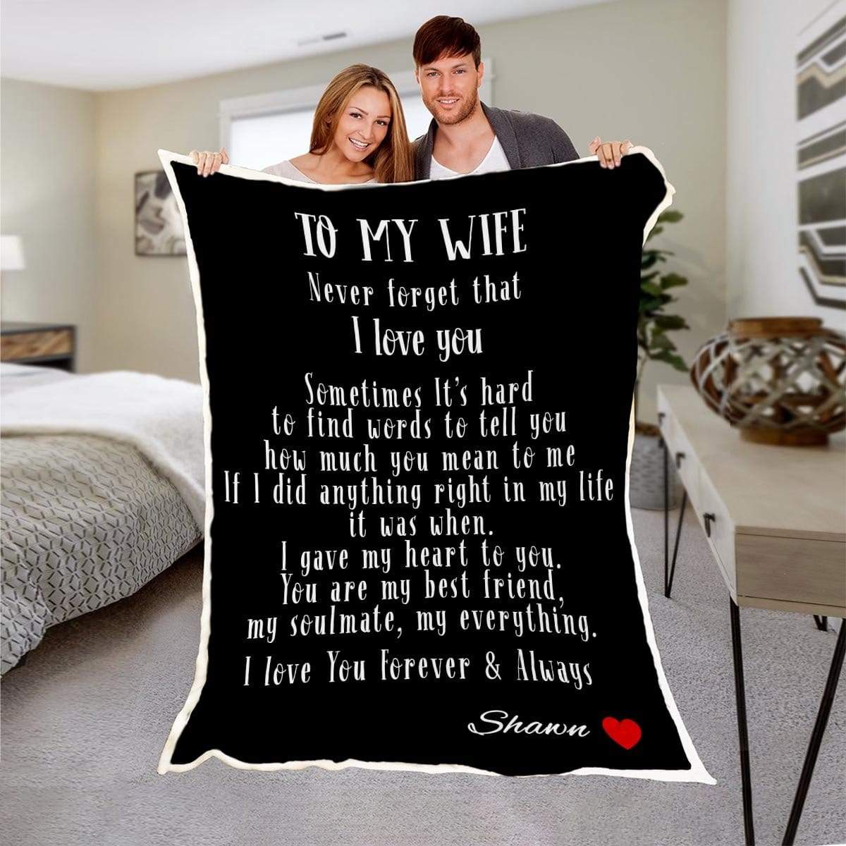 Loveyoufancy To My Wife Personalized Blanket