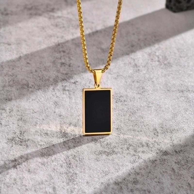 Fashion Rectangle Stainless Steel Polishing Men's Pendant Necklace