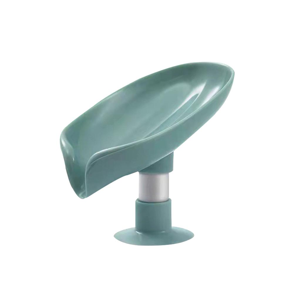 

Leaf Shape Soap Box Drain Stand Suction Cup Punch-free Holder (Short Green), 501 Original