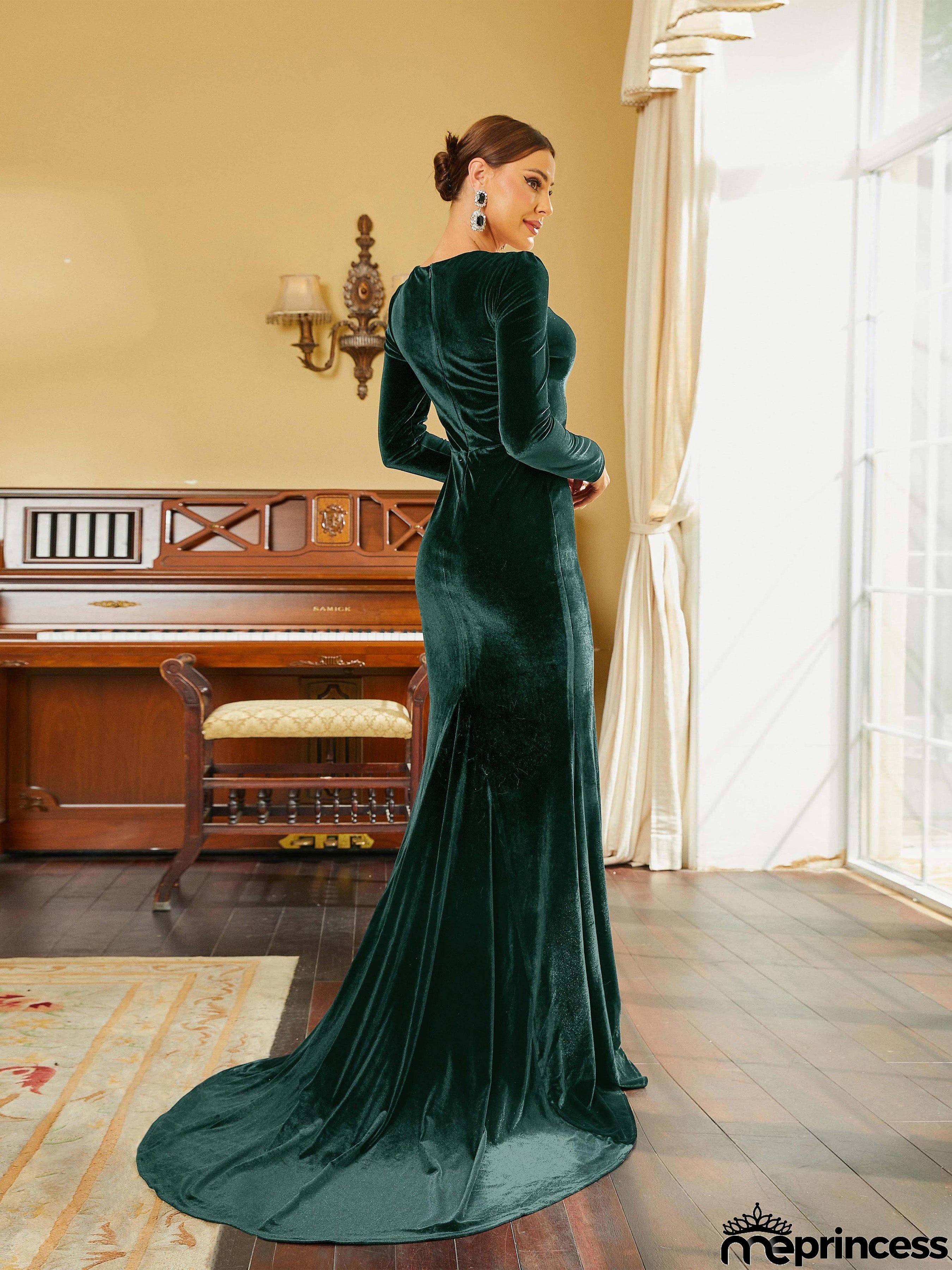 Mermaid Sweetheart Velvet Maxi Black Evening Dress RJ10298