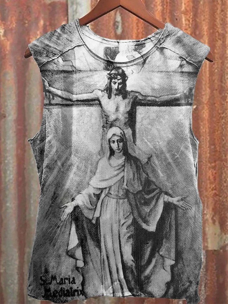 Teecade Teecade Religion Vintage Jesus Art Print Tank Top