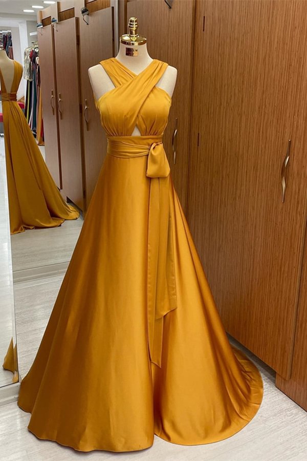 Elegant Straps A-Line Long Prom Dress With Halter On Sale ED0285
