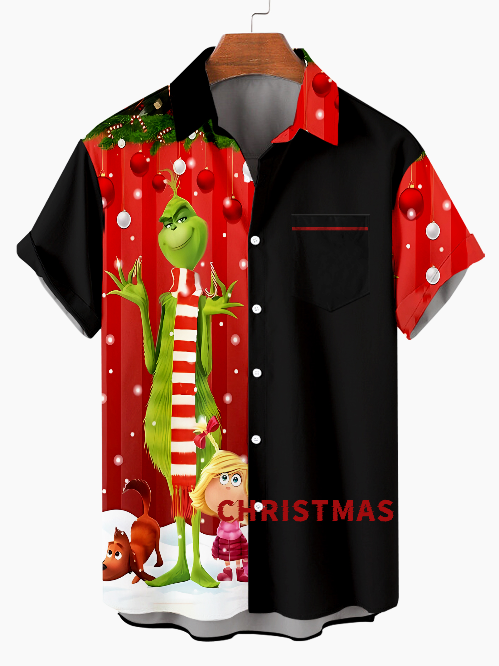 Men's Classic Christmas Short Sleeve Shirt PLUSCLOTHESMAN