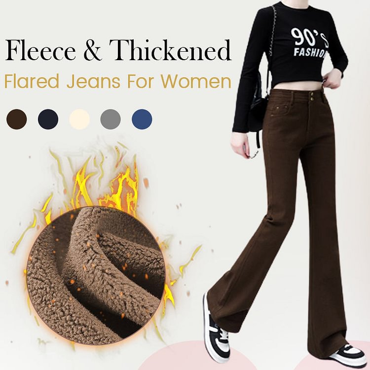 Fleece And Thickened Flared Jeans For Women