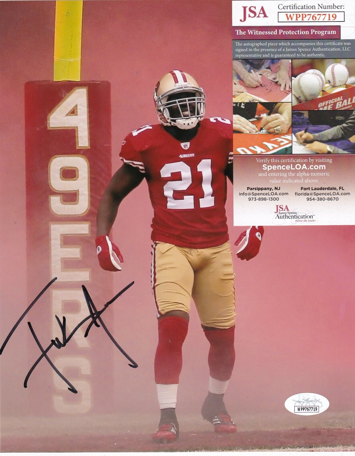 FRANK GORE SAN FRANCISCO 49ERS JSA AUTHENTICATED ACTION SIGNED 8X10