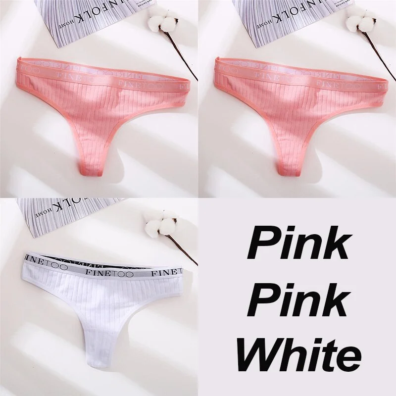 3PCS/Set Cotton Panties Female Underpants Sexy G-string Women Panties Underwear Solid Color Intimates Lingerie Thong Pantys