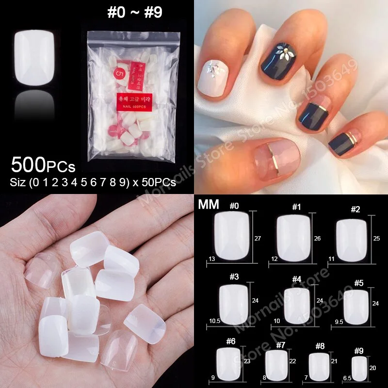 500 Pieces Of Ballerina Stiletto Coffin Rounded Square False Nail Tips Manicure Fake Nail Tips Long False Nails Short Nail Tips-Nail Inspo