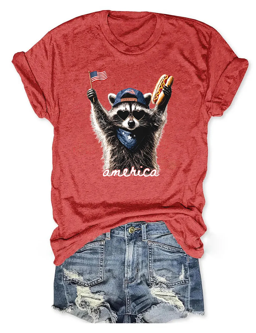 America Patriotic Raccoon T-shirt