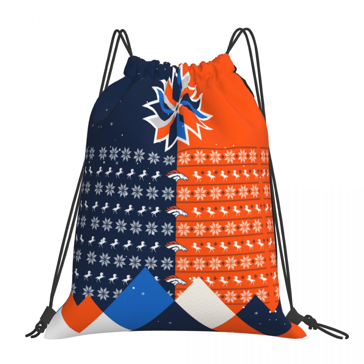 Denver Broncos Holiday Waterproof Adjustable Lightweight Gym Drawstring Bag