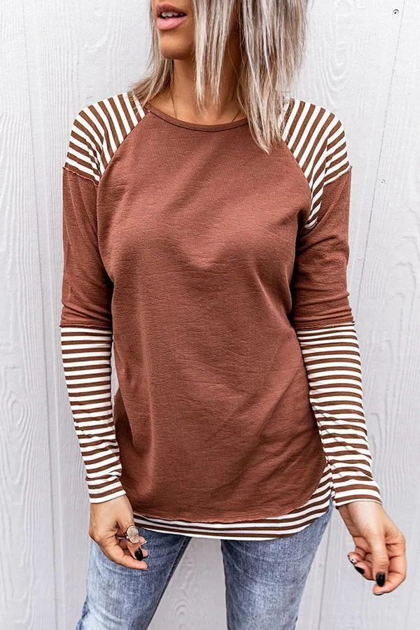 Womens Casual Roungd Neck Long Sleeve T-Shirt-Allyzone-Allyzone