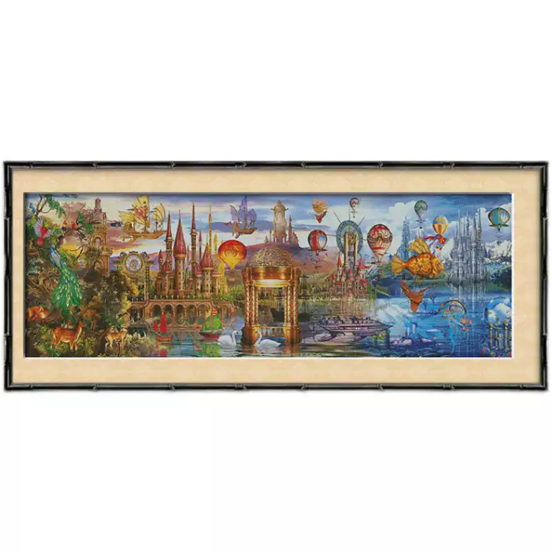 【Xiaobai Brand】Magical City Magic City Full 14CT Pre-stamped Canvas(137*53cm) 111 Colors Cross Stitch
