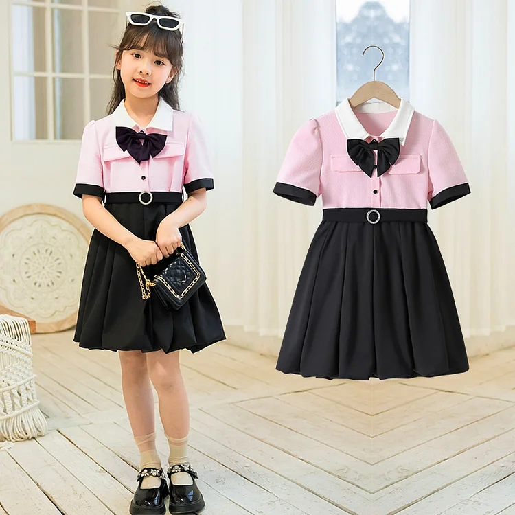 リボン付き ファッション 配色 可愛いコーデ キッズコーデ 女の子 ワンピース