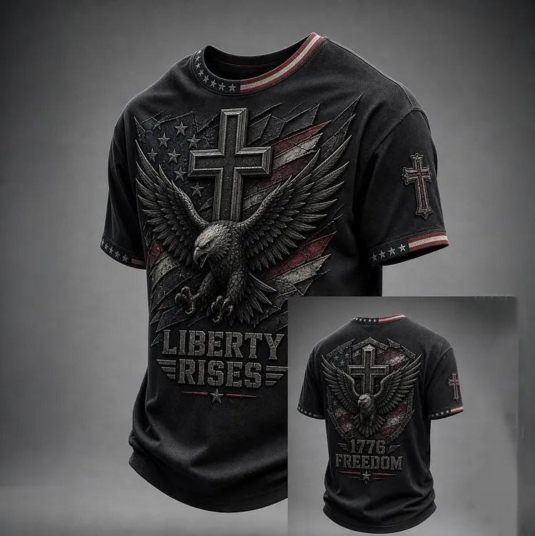 Men's Vintage Faith & Patriotism-themed T-shirt