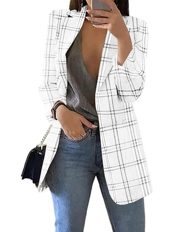 Plaid Casual Lapel Lapel Slim Cardigan Blazer Flusfy