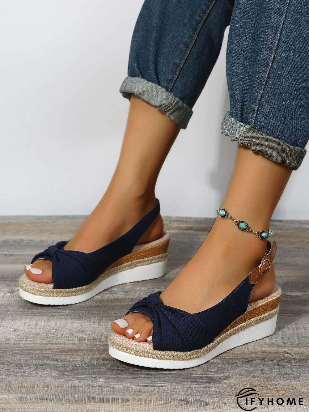 Bow Weave Fish Mouth Wedge Sandals | IFYHOME