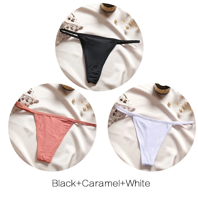 FINETOO Sexy Thongs 3Pcs Cotton Women Panties M-XL T-back G-String Underwear Low-Rise Lady Sexy Lingerie Soft Thongs Underpants