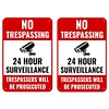 2PCS No Trespassing Warning 24 Hours Surveillance Violators Will Be Prosecuted - Vintage Metal Signs Set - 30*40cm - Warning