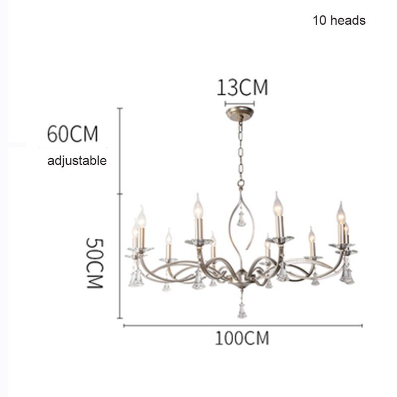 Nordic Vintage Crystal Chandelier Lighting American Retro Bedroom Ceiling Chandeliers Lamp Candle Living Room Dining Room Decor