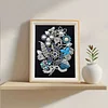 Framed Pearl Diamond Painting - Special Shaped - Blue Flowers (17x22cm)