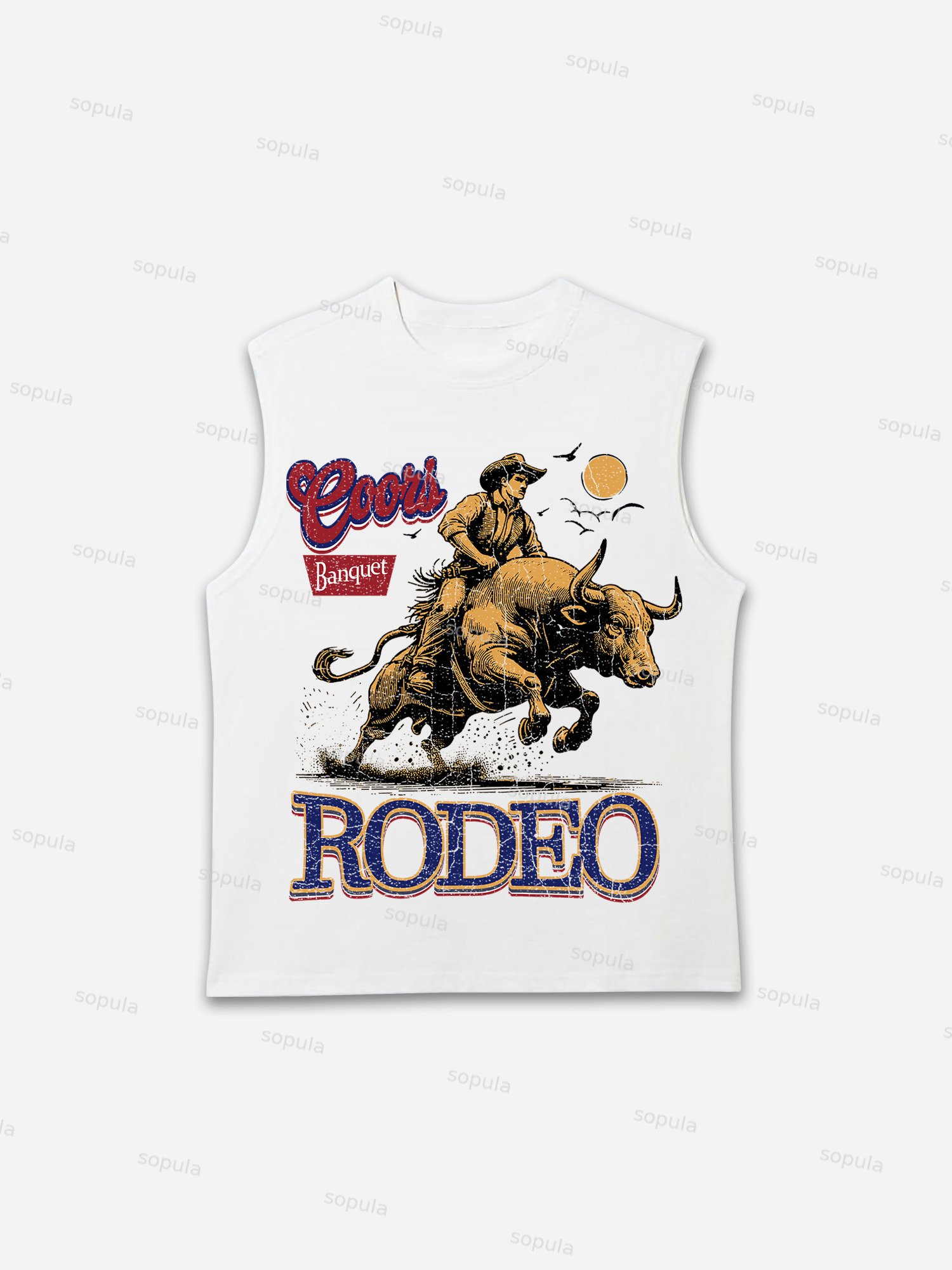 Coors Banquet Rodeo Print Tank Top - Sopula｜Premium Graphic Tees & Graphic Clothing