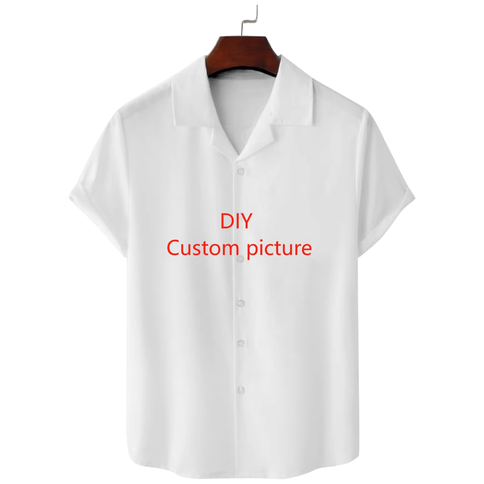 Mens Custom Shirts Fashion Summer Short Sleeve 3D Printed DIY Lapel Button Shirt Customization Your Exclusive Oversized Blouse