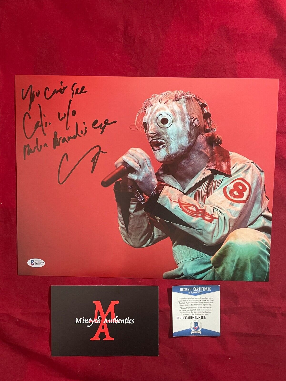 COREY TAYLOR SLIPKNOT STONE SOUR SIGNED 11x14 Photo Poster painting! BECKETT COA! CMFT! IOWA!