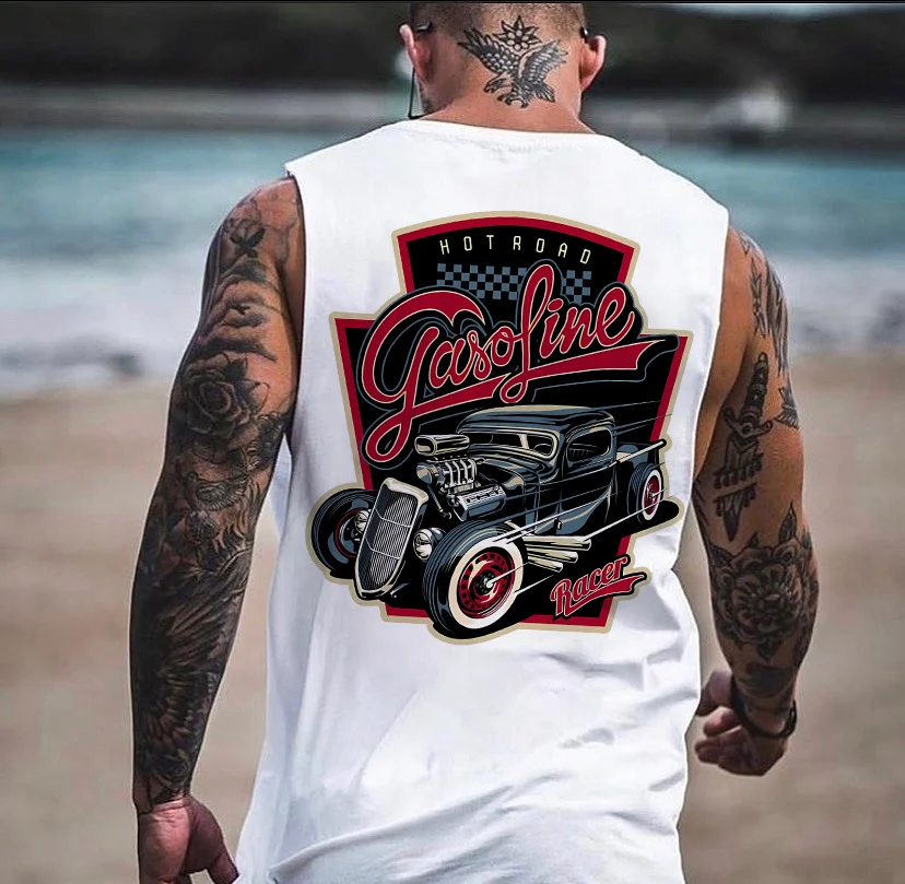 HOT ROAD GASOLINE RACER Classic Car Print Men's Vest